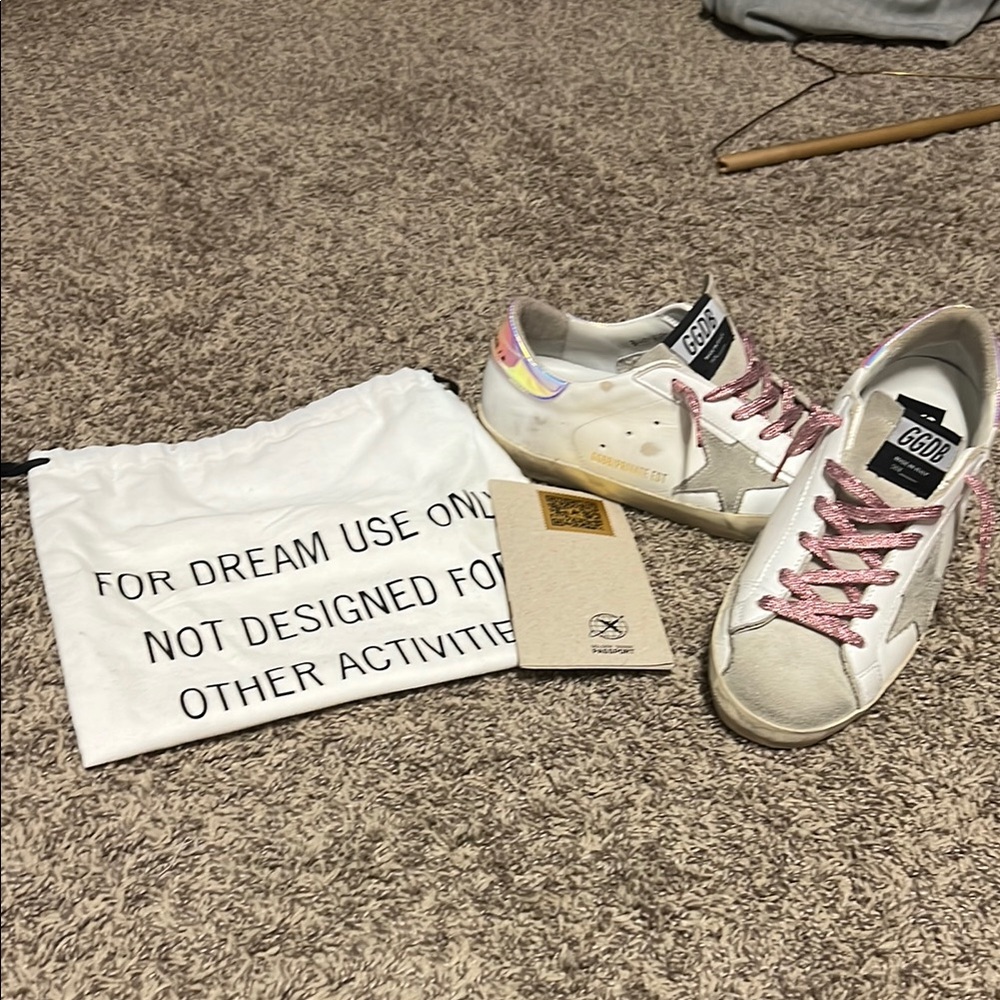 Golden Goose Superstars!  limited Edition!   White Sneakers with Pink Accents